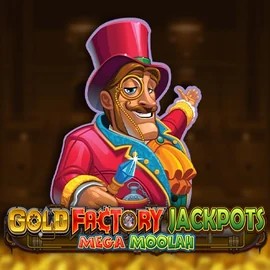 Gold Factory Jackpots Mega Moolah slot logo by Aurum Signature Studios at Koning Bet
